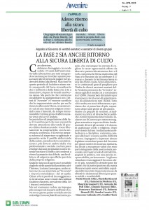 Avvenire - La fase 2 sia anche ritorno alla sicura liberta' di culto_Pagina_1